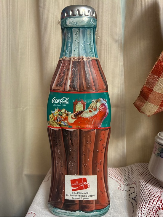 Coca Cola Other - Vintage Coca-Cola Bottle Shaped Tin with Santa Illustration 1999 Unopened NOS
